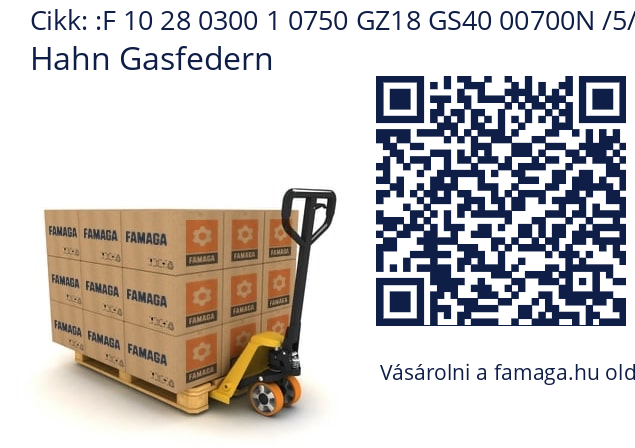   Hahn Gasfedern F 10 28 0300 1 0750 GZ18 GS40 00700N /5/6
